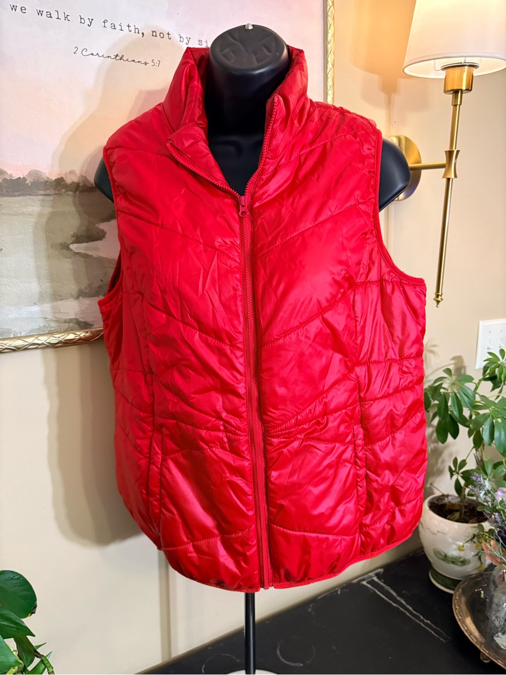 flirtitude Bright Red Quilted Puffer Vest